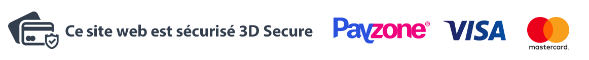 Ce site est sécurisé 3D Secure. Paiements par carte via Payzone, Visa et Mastercard.